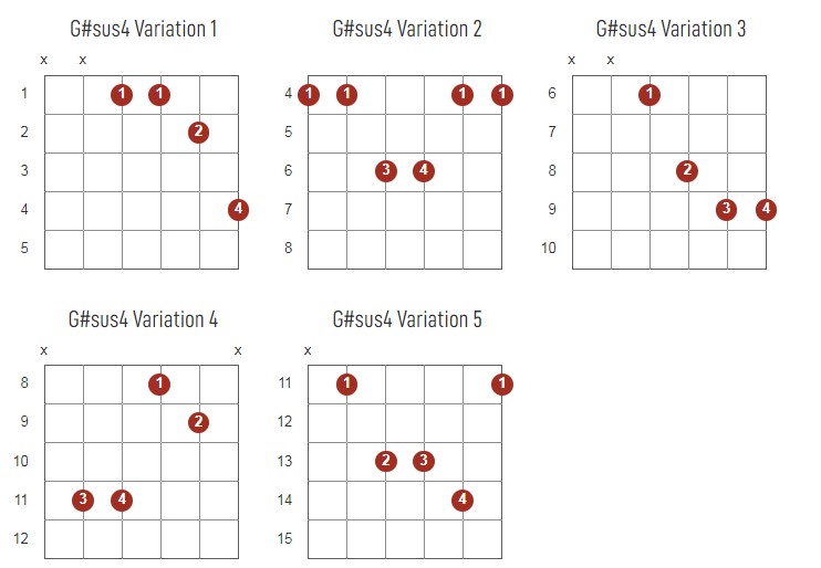 G#Sus4 Chords Chart Or Diagram